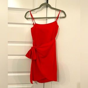 Bright Red Tie Mini Dress